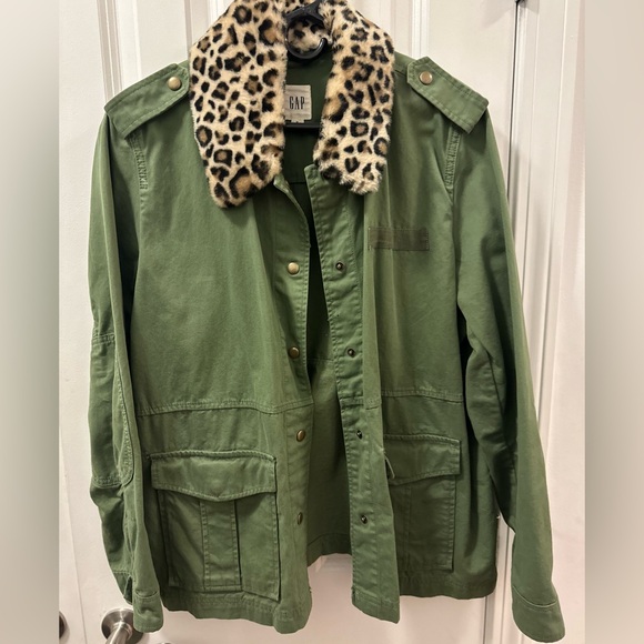 GAP Jackets & Blazers - GAP Women's Utility Jacket with Leopard Print Collar